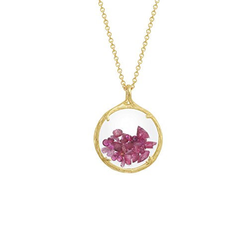 Catherine Weitzman Birthstone Shaker Floating Crystal Stone Necklace (July Ruby)