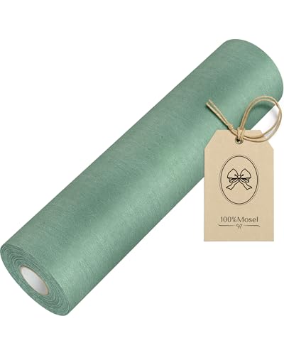 100%Mosel Chemin de Table en Non-tissé, en Vert Eucalyptus (30 cm x 25 m), Nappe décorative pour Anniversaires Mariages et pour des Occasions spéciales