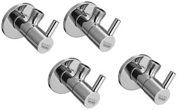 Spazio Stainless Steel Solo Angle Cock/Angle Valve Bathroom Faucets Taps for Angular Stop Cock Wash Basin for Geyser Tap, Chrome Plated (Pack of 4)