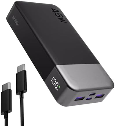 Power Bank Portatile 20000 mAh – Ricarica Rapida 45 W, 4 Porte USB-C/A e Display LED