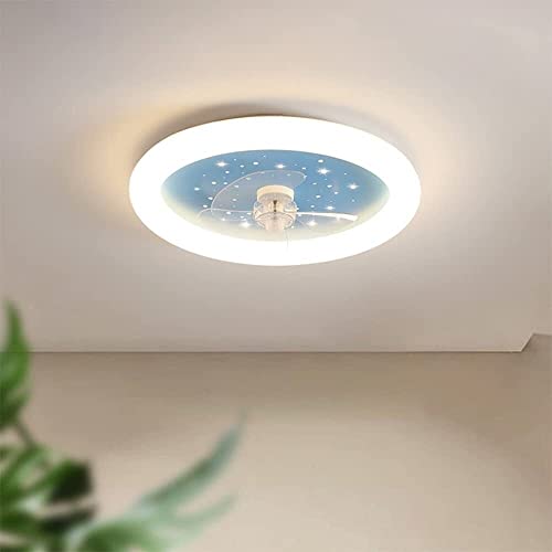 OZBMA Lámpara de araña, Ventilador de Techo Creativo de Perfil bajo con luz LED de 3 aspas y 19,7 Pulgadas, Control Remoto para Cocina, Dormitorio, Sala de Estar, Comedor, Estilo rústico para niños.
