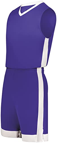 Augusta Sportswear Standard Match-Up Basketball Shorts, Purple/White, M #TOP4