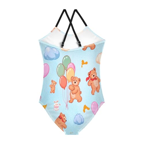 Kids Swim Suits 3-10 Y Beach Apparel, Cute Bears Balloons Light Blue2