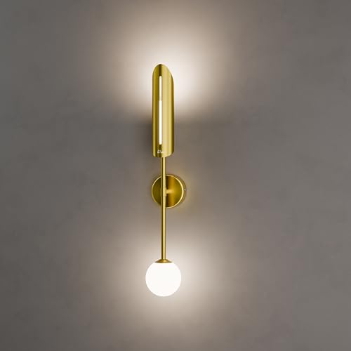 Murphy Alaris Brass LED Wall Light 12W | Gold Decorative Wall Lamp | 3 in 1 White Color Modes | Aluminium Body | Indoor Designer Wall Light | 2 Year Warranty | Pack of 2