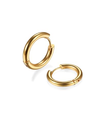 Image of 316L Surgical Stainless Steel Huggie Hoop Earrings 6mm 8mm 10mm 11mm 12mm 14mm Hypoallergenic Earrings Hoop Cartilage Helix Lobes Hinged Sleeper Earrings For Men Women