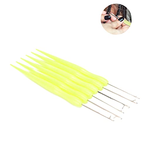 Agulha de crochê 6 Peças para Cabelo, Cabo Ergonômico Agulhas de crochê para Cabelo de Aço Inoxidáve