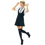 SoWest Women’s School Girl Fancy Dress Costume – Preppy Schoolgirl Outfit with White Shirt, Navy Button Dress & Striped Tie | Adult Fancy Dress Uniform Cosplay for Parties & Themed Events - M
