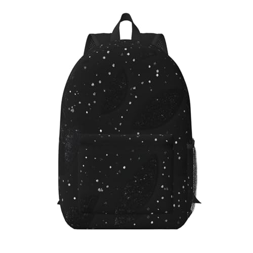 Sac à dos de voyage portable noir pailleté multi-poches 43,2 cm