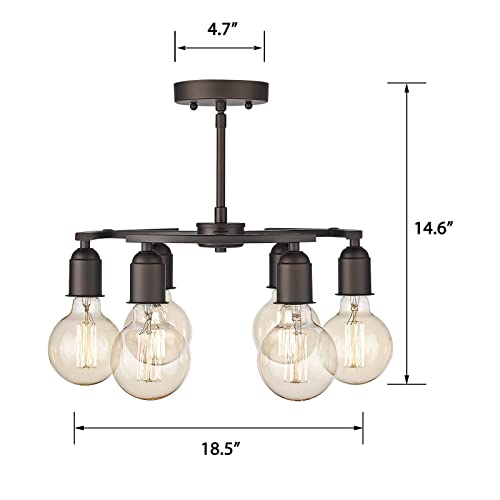 Emliviar 6-Light Semi-Flush Mount Ceiling Chandelier - Farmhouse Close To Ceiling Light For House Bedroom Hallway Living Room, Oil Rubbed Bronze Finish, Yce234Sf-6 Orb #TOP5