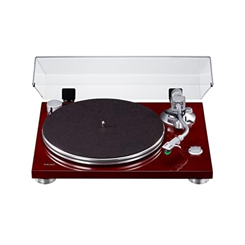 Teac TN-3B-SE HiFi Plattenspieler mit Riemenantrieb, Vinyl Turntable (MM-Phono-EQ-Verstärker, innovativer SAEC Tonarm, Aluminium Plattenteller, 33/45 U/min) Cherry/Kirsch Rot
