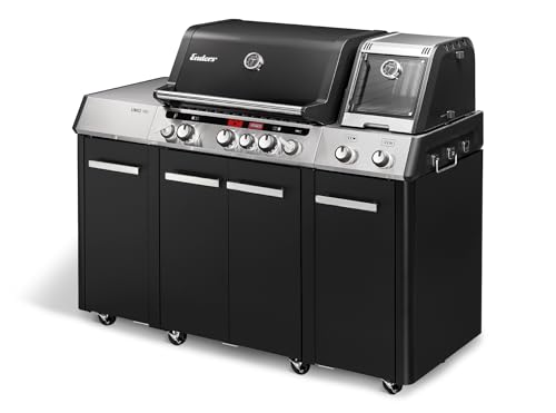 Enders® Gasgrill UNIQ® PRO 3 IKO Cruster®, 3 Edelstahlbrenner, Switch Grid™, 800° Grad Turbo Zone™, CRUSTER®, Delicater™-Ofen, Seitenkocher, 24,9kW #8606, Schwarz/Edelstahlfarben