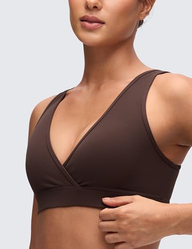 Image of CRZ YOGA Maternity V Neck Nursing Bras | Butterluxe, Doubled Lined, Light Support, Non Padded, Yoga, Extremely Soft, U Back, Wide Straps, Pregnancy and Postpartum