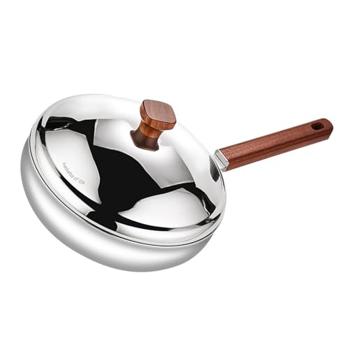 Wok de acero inoxidable 316L con mango de madera y tapa miniatura 6