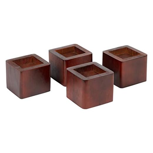 Richards Homewares Lifts 2.75 Inches Per Set, Adjustable Heavy-Duty Wooden Wood Bed Stackable Furniture Leg Riser Lifters, Mahogany (Pack of 4)
