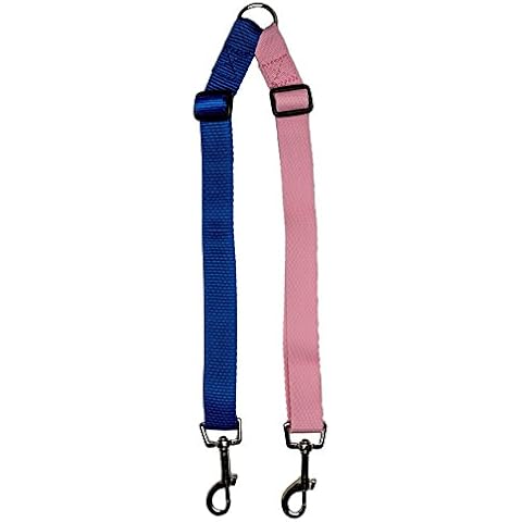 Adjustable Double Dog Lead Coupler - PINK & BLUE Cover