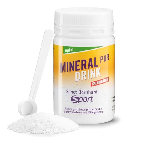 Sanct Bernhard Sport Mineral-Pur-Drink Apfel | 100g Pulver | Für die Elektrolytbalance | Kalorienfrei, laktosefrei & glutenfrei | Mineralstoffdrink | Deutsche Produktion & laborgeprüft