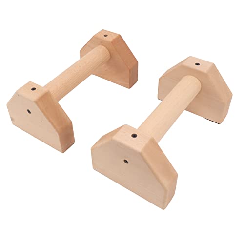 HERCHR 2PCS Push up Bar Wood, Push up Handles for Floor Parallettes Bars Pull up Dip Station Calisthenics Equipment Push up Wrist Support(30CM)