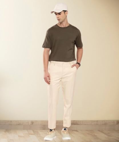 Image of MALENO Slim Fit Ankle Length Cotton Lycra Blend Formal Trouser for Men | Stretchable Ankle Length Formal Pant for Men
