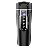 Sarini 500 ml Wasserkocher für Auto,Reisebecher,24 V/12 V,Elektrofahrzeug,beheizter Wasserbecher mit LCD-Display und Temperaturregelung für Auto,LKW