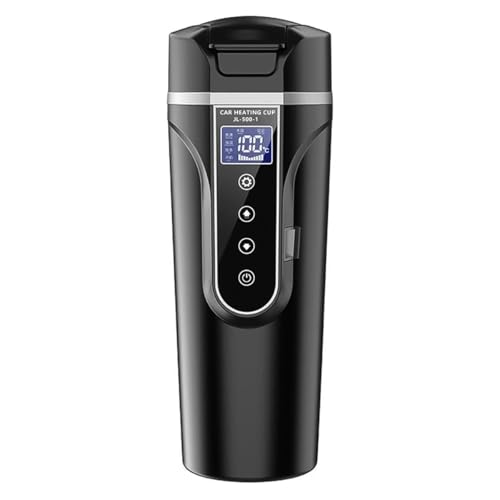 Sarini Bouilloire 500ML pour Tasse de Voyage de Voiture Tasse d'eau chauffée par véhicule électrique 24 V/12 V avec écran LCD et contrôle de la...
