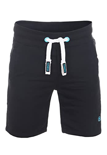 riverso Herren Sweat Short RIVMoritz Kurze Sweatshorts Bermuda Sommer Sport Shorts Baumwolle Schwarz L, Größe:L, Farbe:Black-Tropical Turquoise (64011)