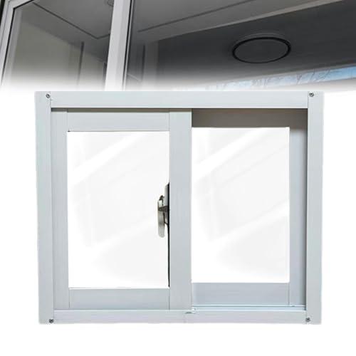 Ventana corrediza blanca de aluminio 40x80 con vidrio de seguridad para hogar y gallinero 2