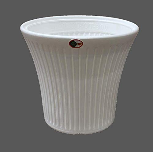 Gardens Need 100% Virgin Plastic Tancy Pot-12 | Set of 3 Planter, (32cm x 28cm x 21cm, White)