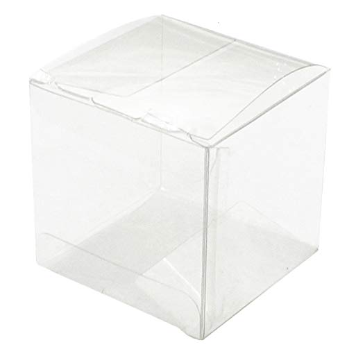 Aeiniwer 50 Pack 3 x 3 x 3 PET Transparent Clear Wedding Favor Boxes Gift Boxes for Wedding, Party, Birthday Presents, Candy, Cupcakes, Jewelry