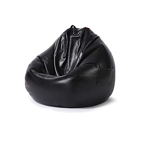 Funda de piel negra para puf sin marco, 80 x 90 cm