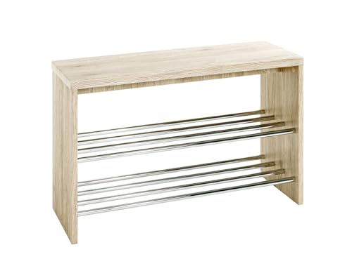 HAKU Möbel Banc chromé, chêne San Remo, MDF, métal - Dim.: L 81 cm x H 55 cm x P 30 cm, Style: Modern