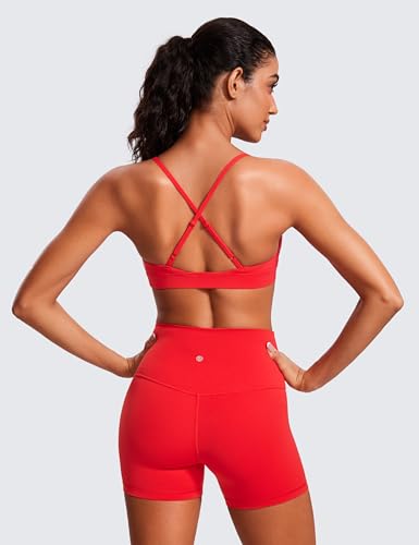 CRZ YOGA Womens Double Lined Triangle Strappy Sports Bra - Adjustable Spaghetti Straps Wireless Workout Yoga Cami2