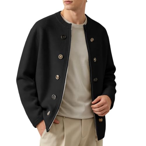 Chaqueta de lana hombre cardigan punto botones exterior comodo abrigo casual invierno