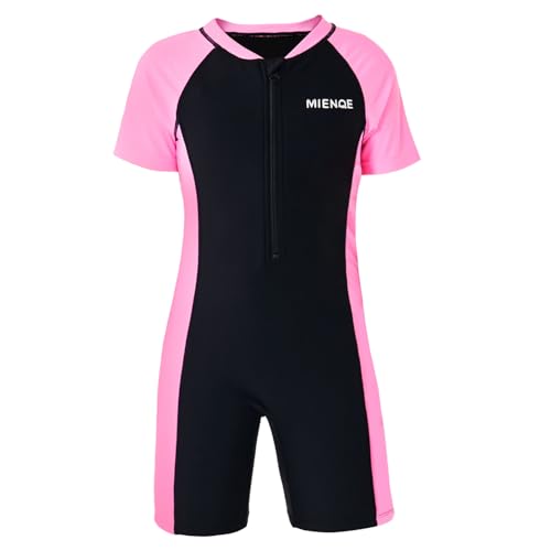 MIENOE Girls' One Piece Swimsuit, Kid Swimsuit, Girls Water Sport Short Swimsuit, UPF 50+ Sun Protection Bathing Suits