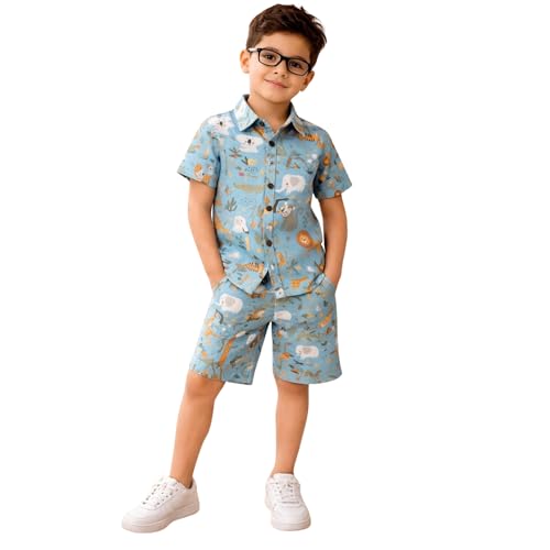 Image of superminis Boys Coordinated Set With Printed Rayon /Cotton Shirt and Shorts