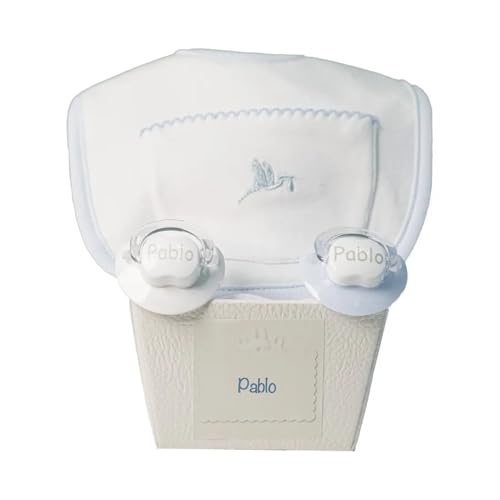 Pack Regalo Chupete Personalizado con Nombre (2 Unidades) | 0 a 6 Meses | Chupete con Tetina de Silicona | Libre de BPA y Babero de Algodón Interior Plastificado | BebeDeParis