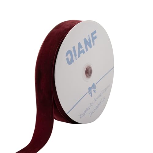 Image of QIANF Velvet Ribbon, 1 1 /2-Inch by 25-Yard Spool (Burgundy)