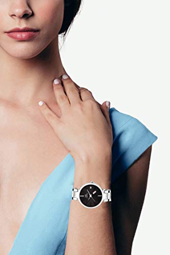 Image of IIK COLLECTION Watch for Women Round Studded Dial |Day and Date Quartz Movemnet |Long Battery Life|Stainless Steel Bracelet Chain Strap|Double Lock Clasp Safety Watches for Girls