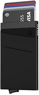 VULKIT Card Holder with Money Pocket Pop Up Wallet RFID Blocking Slim Metal Bank Card Case Holds 5 Cards and Notes(Black)
