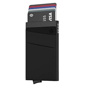 VULKIT Card Holder with Money Pocket Pop Up Wallet RFID Blocking Slim Metal Bank Card Case Holds 5 Cards and Notes…