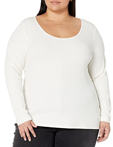 Image of Amazon Essentials Women's Long Sleeve Slim-Fit Rib Scoop Neck Sweater, Fall Tops, Pack of 2