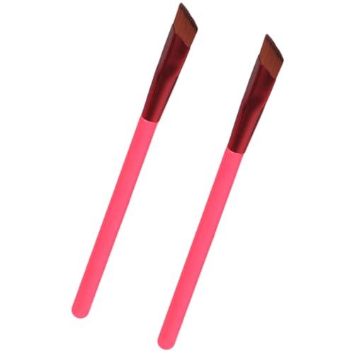 Paquete de 2 brochas de cejas inclinadas con pelo sintético suave, juego de brochas de maquillaje profesional para pieles sensibles, fácil mantenimiento, cepillo de cejas apto para viajes