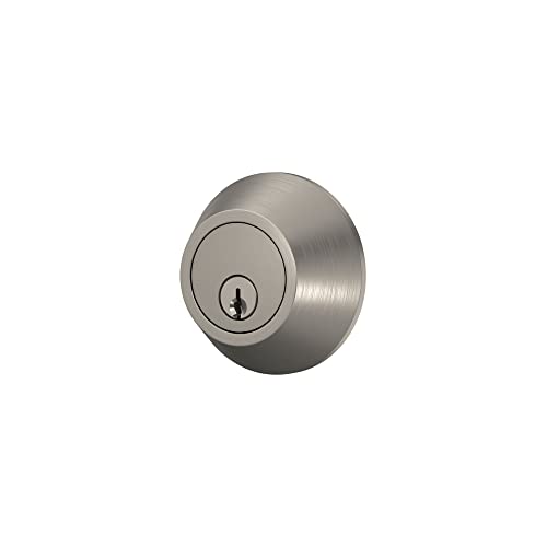 Image of Deadbolt with Round Trim, Keyed 2 Side, Satin Nickel Finish