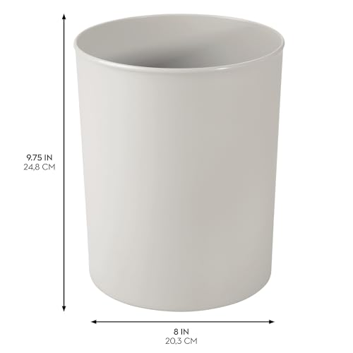 Set de 2 canecas de basura redondas de plástico gris claro miniatura 3