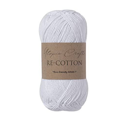 Utopia Crafts Re-Cotton Knitting Yarn, 100g (White), 5060967564330