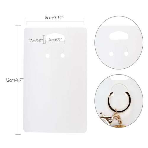 Image of Festiko Keychain Display Cards for Keyring Packaging & Display, 350 GSM Thick Cardstock, 4.7 x 3.1 Inch, Pack of 200, White Keychain Holder Cards - Premium Display for Small Business & Gifting