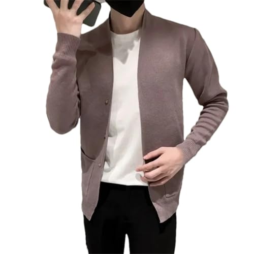 Men's Knitted Cardigan V Neck Loose Fit Korean Style Casual Sweater Aesthetic Y2k Fashion Outerwear - Main Image