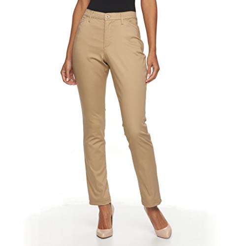 Gloria Vanderbilt Petite Women's Anita Straight Leg Pant (Perfect Khaki_ (14P Short)