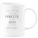quotedazur Caf�-Croissant - Mug Pr�nom Jenna Compliqu� D'�tre Une Princesse Et Une Jenna Mais Ca Va Je G�re - Tasse Pr�nom Pour No�l - Blanc/C�ramique