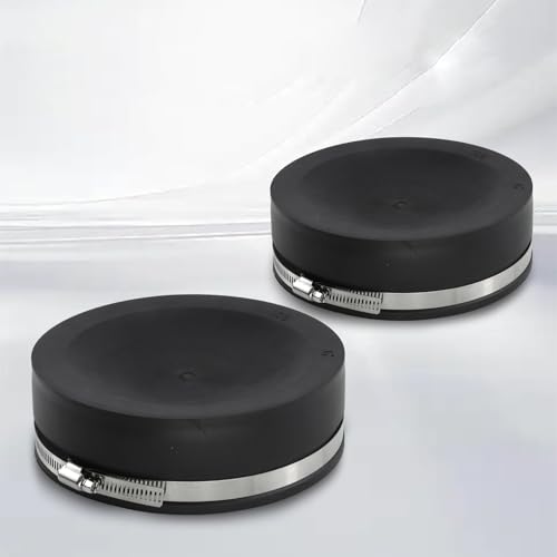 Image of RULLINE 2 PCS 6 inch Flexible PVC Cap with Stainless Steel Clamps Sewer Cleanout Cap Black PVC Pipe Cap Inner Diameter 6.3 inch Suitable for 6 inch Pipes