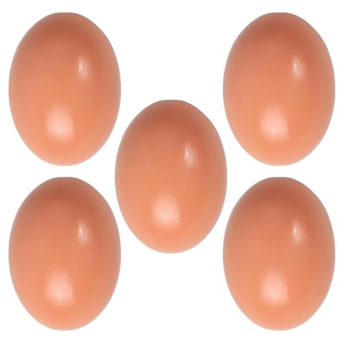 FOYTOKI Huevos Falsos de Madera para Manualidades Pack de 5 Unidades Huevos Artesanales Vívidos sin Pintar Decoraciones DIY para Pascua y Simulación de Gallinas Materiales de Arte